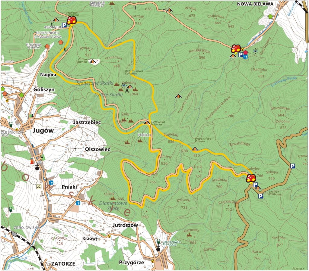 Żółta Bielawa - szlak rowerowy w Górach Sowich